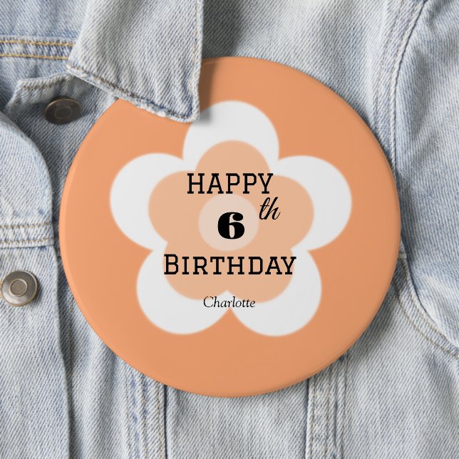 Badge Rond 15,2 Cm Joyeux 00e anniversaire mignon fleur de boho orang (En situation)