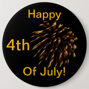 Badge Rond 15,2 Cm Joyeux 4 juillet ! Feu d'or