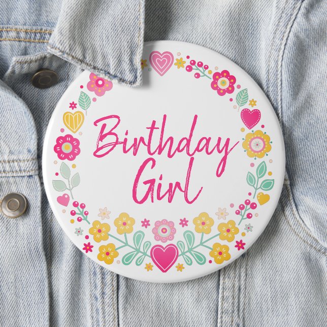 Badge Rond 15,2 Cm Joyeux Anniversaire   (En situation)