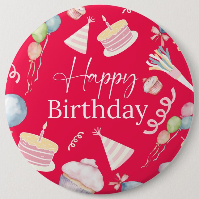 Badge Rond 15,2 Cm Joyeux anniversaire (Devant)
