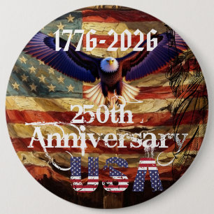 Badge Rond 15,2 Cm Joyeux Anniversaire USA 250 Ans