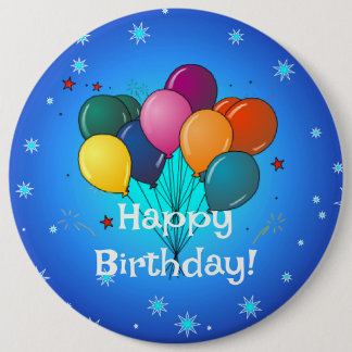 Badge Rond 15,2 Cm Joyeux ballons de fête d'anniversaire,