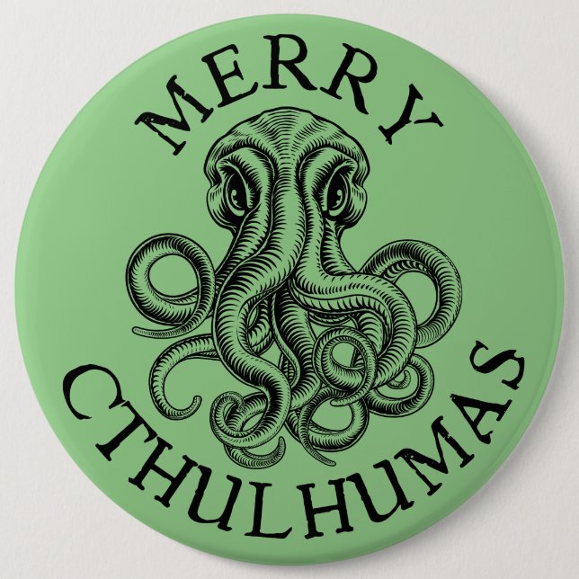 Badge Rond 15,2 Cm Joyeux Cthulhumas Lovecraft Cthulhu (Devant)