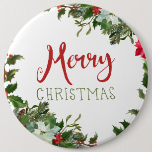 Badge Rond 15,2 Cm Joyeux Noël de verdure