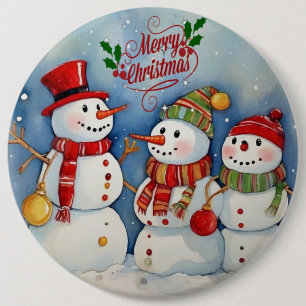 Badge Rond 15,2 Cm Joyeux Noël, Fête des Snowmen