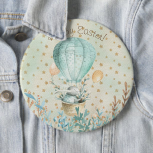 Badge Rond 15,2 Cm Joyeux Pâques ! Lapin aquarelle