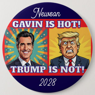 Badge Rond 15,2 Cm Jumbo Newsom est chaud, Trump n'est pas drôle poli