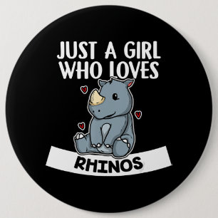 Badge Rond 15,2 Cm Juste une fille qui aime le rhinocéros mignon