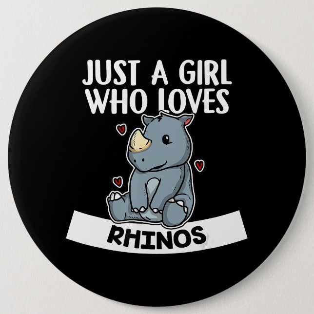 Badge Rond 15,2 Cm Juste Une Fille Qui Aime Les Rhinos Mignons Rhinoc (Devant)