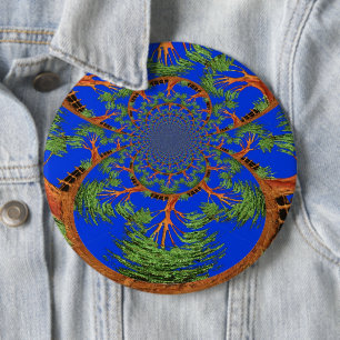 Badge Rond 15,2 Cm Kaleidoscope Acacia Arbre Art Imprimer/Graphique