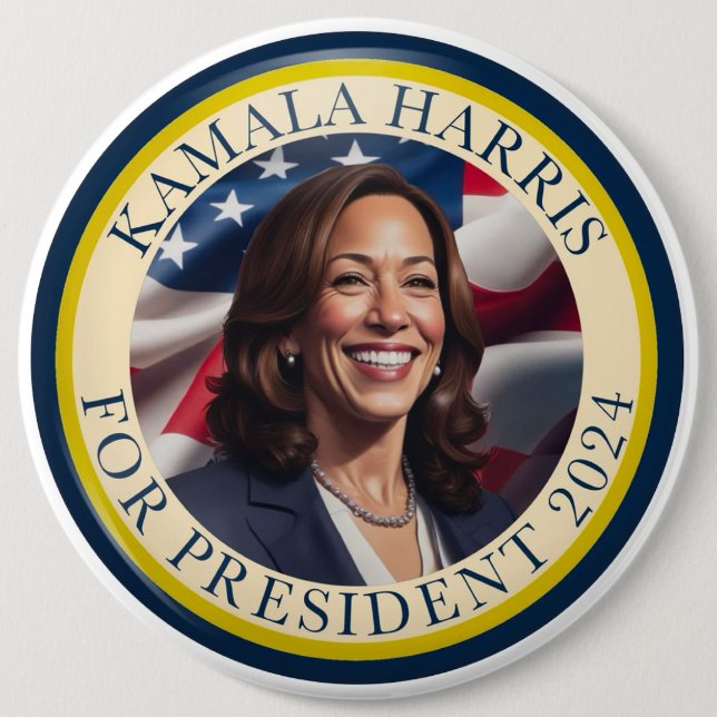 Badge Rond 15,2 Cm Kamala Harris 2024 (Devant)