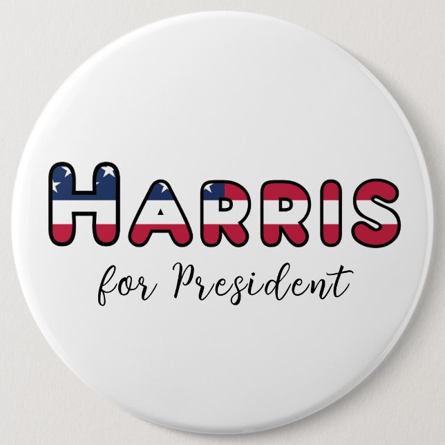 Badge Rond 15,2 Cm Kamala Harris pour le président (Devant)