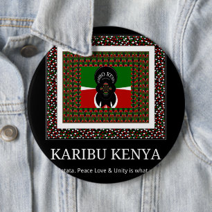 Badge Rond 15,2 Cm Karibu Kenya : Couleurs vibrantes du drapeau natio