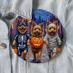 Badge Rond 15,2 Cm Keeshond faisant Trick-or-Treat dans des costumes