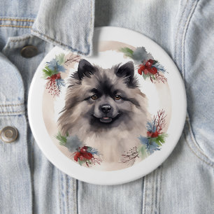 Badge Rond 15,2 Cm Keeshony Christmas Wreath Festive Pup