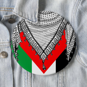 Badge Rond 15,2 Cm Keffiyeh Écharpe palestinienne tissu traditionnel