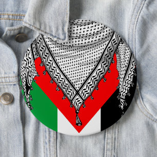 Badge Rond 15,2 Cm Keffiyeh Écharpe palestinienne tissu traditionnel