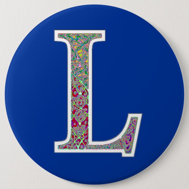 Badge Rond 15,2 Cm L bouton lumineux de monogramme (Devant)