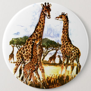 Badge Rond 15,2 Cm La famille Giraffe -