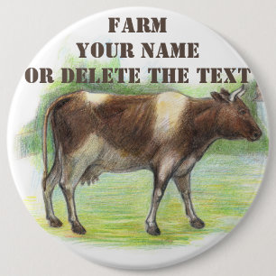 Badge Rond 15,2 Cm La ferme à la vache