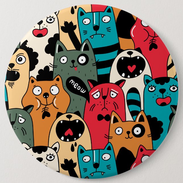 Badge Rond 15,2 Cm La foule de chats (Devant)