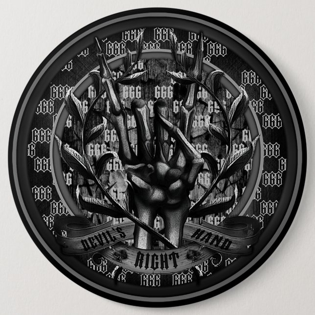 Badge Rond 15,2 Cm La main droite du diable (Devant)