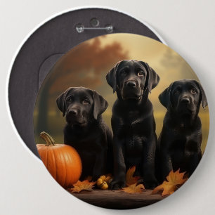 Badge Rond 15,2 Cm Labrador Chiot Automne Citrouille de plaisir