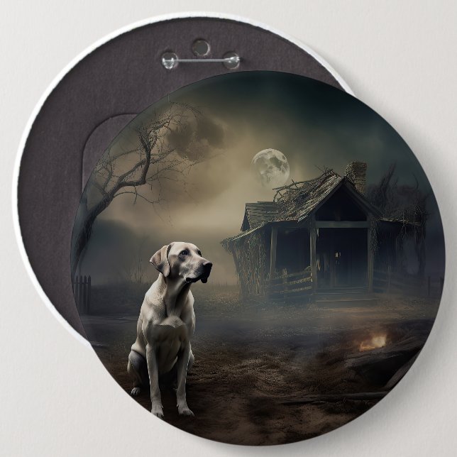 Badge Rond 15,2 Cm Labrador Halloween Épouvantable (Devant & derrière)