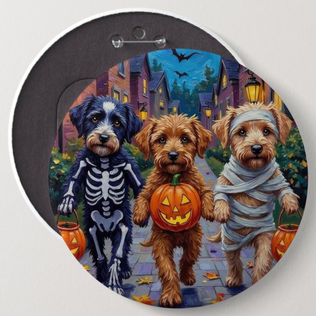 Badge Rond 15,2 Cm Lagotto Romagnolo Trick-or-Treating Halloween (Devant & derrière)