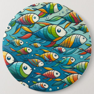 Badge Rond 15,2 Cm L'art coloré du poisson sous-marin
