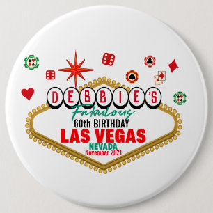 Badge Rond 15,2 Cm Las Vegas Anniversaire Fête Personnalisable Corres