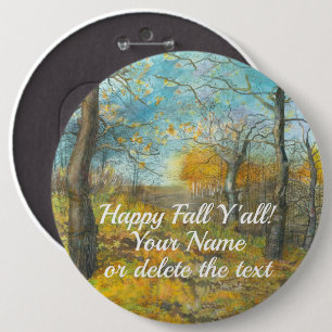 Badge Rond 15,2 Cm L'automne doré dans une aquarelle en chênaie