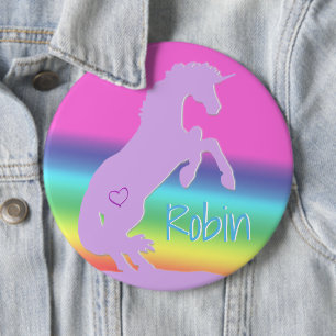Badge Rond 15,2 Cm Lavender Unicorn Silhouette (arc-en-ciel/personnal