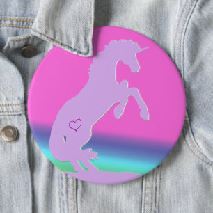 Badge Rond 15,2 Cm Lavender Unicorn Silhouette (arrière - plan arc-en
