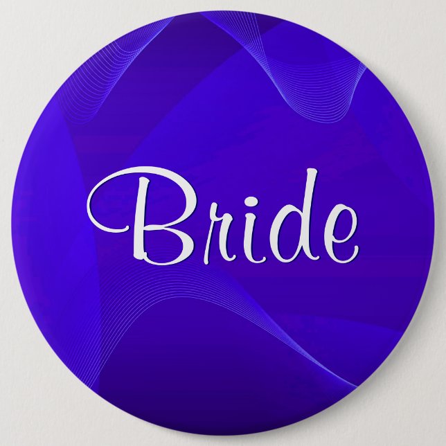 Badge Rond 15,2 Cm Le bleu ondule la jeune mariée (Devant)