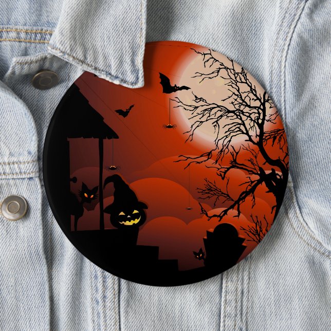 Badge Rond 15,2 Cm Le cauchemar de la lune sanglante d'Halloween (En situation)