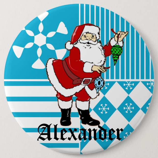 Badge Rond 15,2 Cm Le père noël a personnalisé les boutons nommés (Devant)