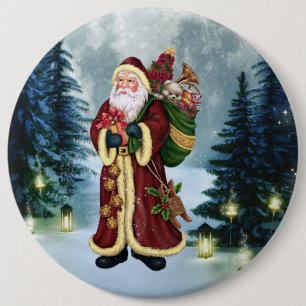Badge Rond 15,2 Cm Le Père Noël Dans La Forêt