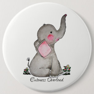 Badge Rond 15,2 Cm L'éléphant mignon de bébé d'aquarelle avec