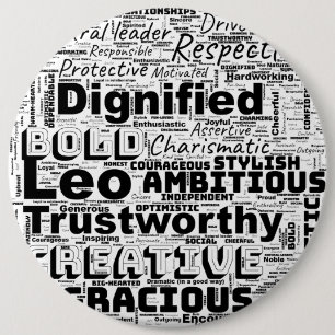 Badge Rond 15,2 Cm Leo Zodiac Mot Cloud Inspiration
