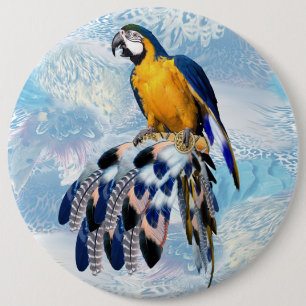Badge Rond 15,2 Cm les plumes de ton d'oiseau de perroquet exotique c
