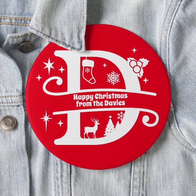 Badge Rond 15,2 Cm Lettre D Monogramme Nom de famille initial Salutat (En situation)