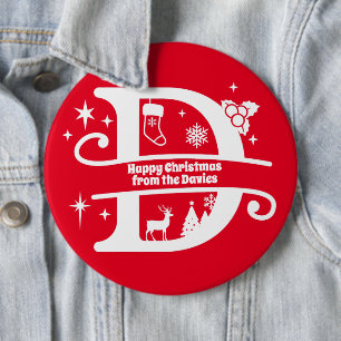 Badge Rond 15,2 Cm Lettre D Monogramme Nom de famille initial Salutat