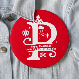 Badge Rond 15,2 Cm Lettre P Monogramme Nom de famille initial Salutat