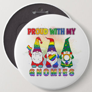 Badge Rond 15,2 Cm LGBT Fier Avec Mes Gnomies
