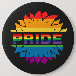 Badge Rond 15,2 Cm LGBT + Fierté d'amour. fleur arc-en-ciel Bouton Ma