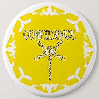 Badge Rond 15,2 Cm Libellule du Chakra du Plexus Solaire Jaune sur Fo
