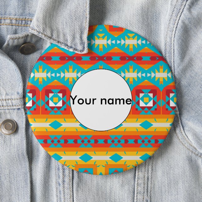 Badge Rond 15,2 Cm Lignes de formes tribales (En situation)