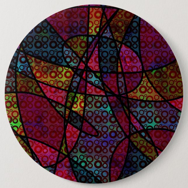 Badge Rond 15,2 Cm Lignes noires grasses et textures abstraites multi (Devant)