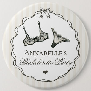 Badge Rond 15,2 Cm Lingerie noire, douche, cadeau pour enterrement de